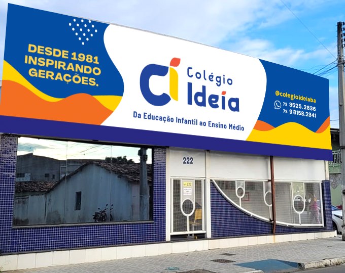 Fachada do Colégio Ideia na Rua Professora Virgínia Ribeiro, no Jequiezinho